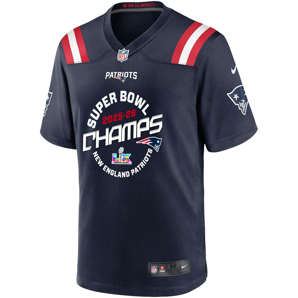 New England Patriots Champions 2025-26 Super Bowl LX Custom Game Player Jersey - Navy