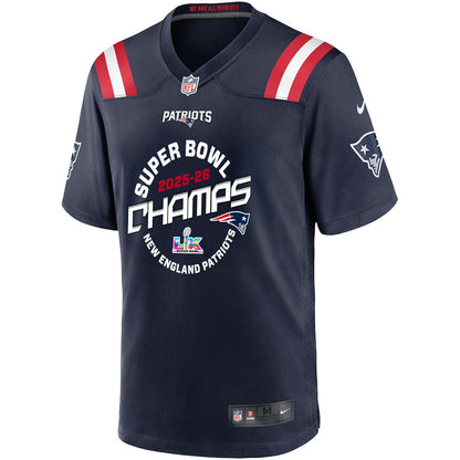 New England Patriots Champions 2025-26 Super Bowl LX Custom Game Player Jersey - Navy