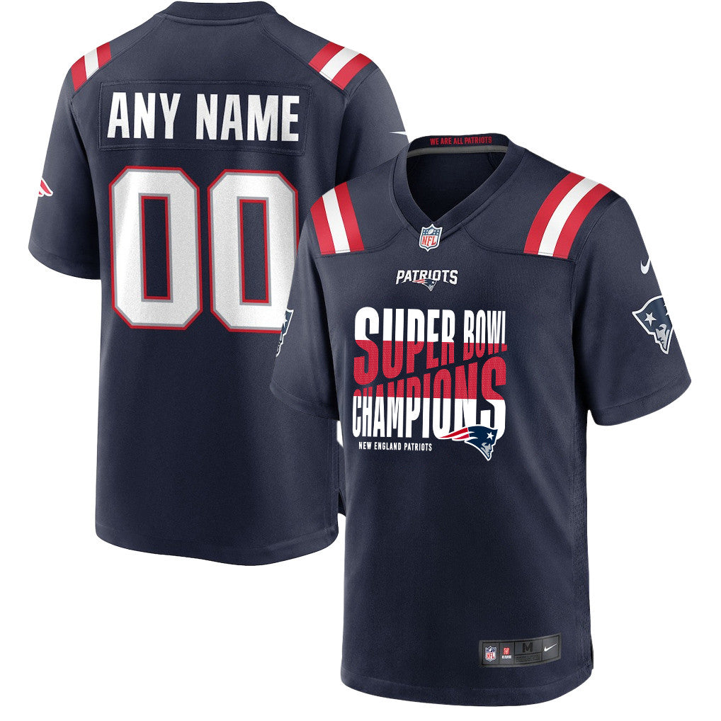 New England Patriots Super Bowl LX Champions Custom Game Player Jersey - Navy