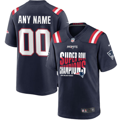 New England Patriots Super Bowl LX Champions Custom Game Player Jersey - Navy