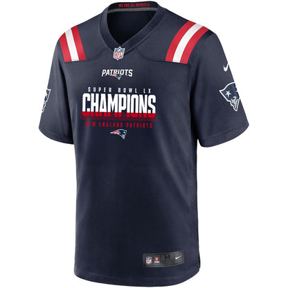 New England Patriots Super Bowl LX Champions Navy Game Player Jersey - Custom Name & Number