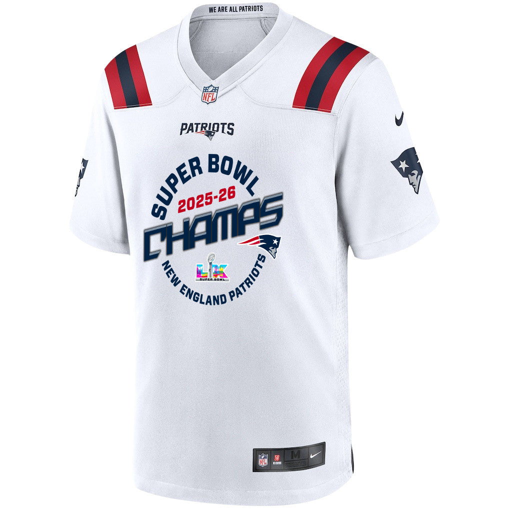 New England Patriots Champions 2025-26 Super Bowl LX Custom Game Player Jersey - White