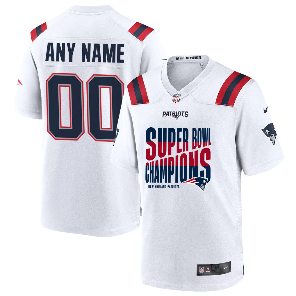 New England Patriots Super Bowl LX Champions Custom Game Player Jersey - White