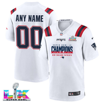 New England Patriots Super Bowl LX Champions White Game Player Jersey - Custom Name & Number