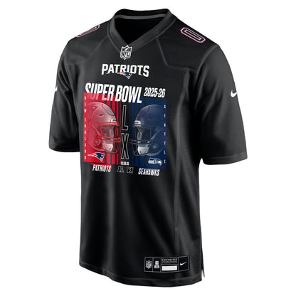 New England Patriots Super Bowl LX Champions Confronting The Opponent Custom Fashion Game Jersey - Black