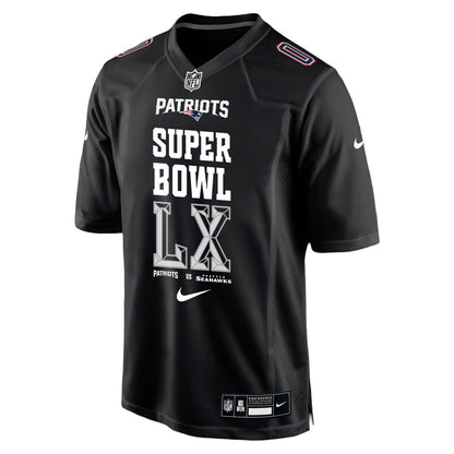 New England Patriots Champions Super Bowl LX Personalized Fashion Game Jersey - Black Edition