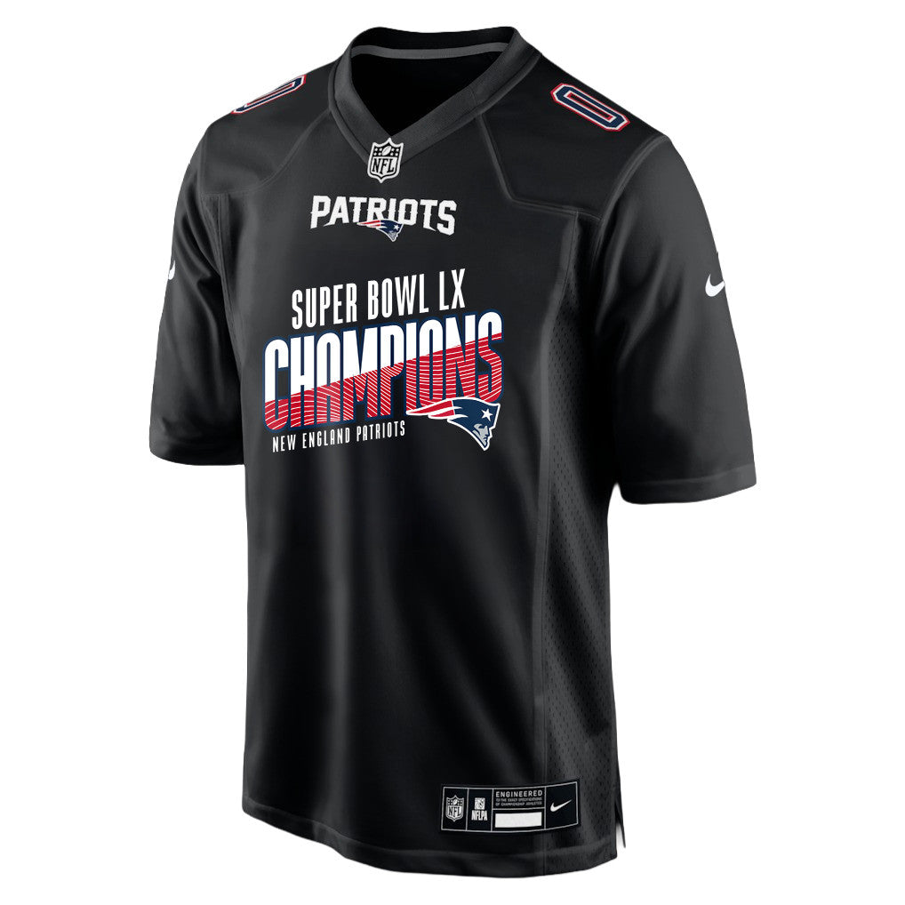 New England Patriots Super Bowl LX Champions For Fan Edition Custom Fashion Game Jersey - Black