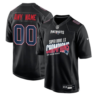 New England Patriots Super Bowl LX Champions For Fan Edition Custom Fashion Game Jersey - Black