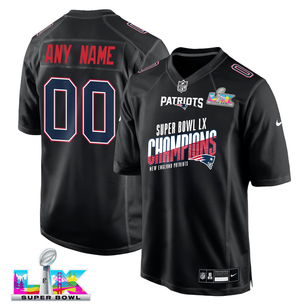 New England Patriots Super Bowl LX Champions For Fan Edition Custom Fashion Game Jersey - Black