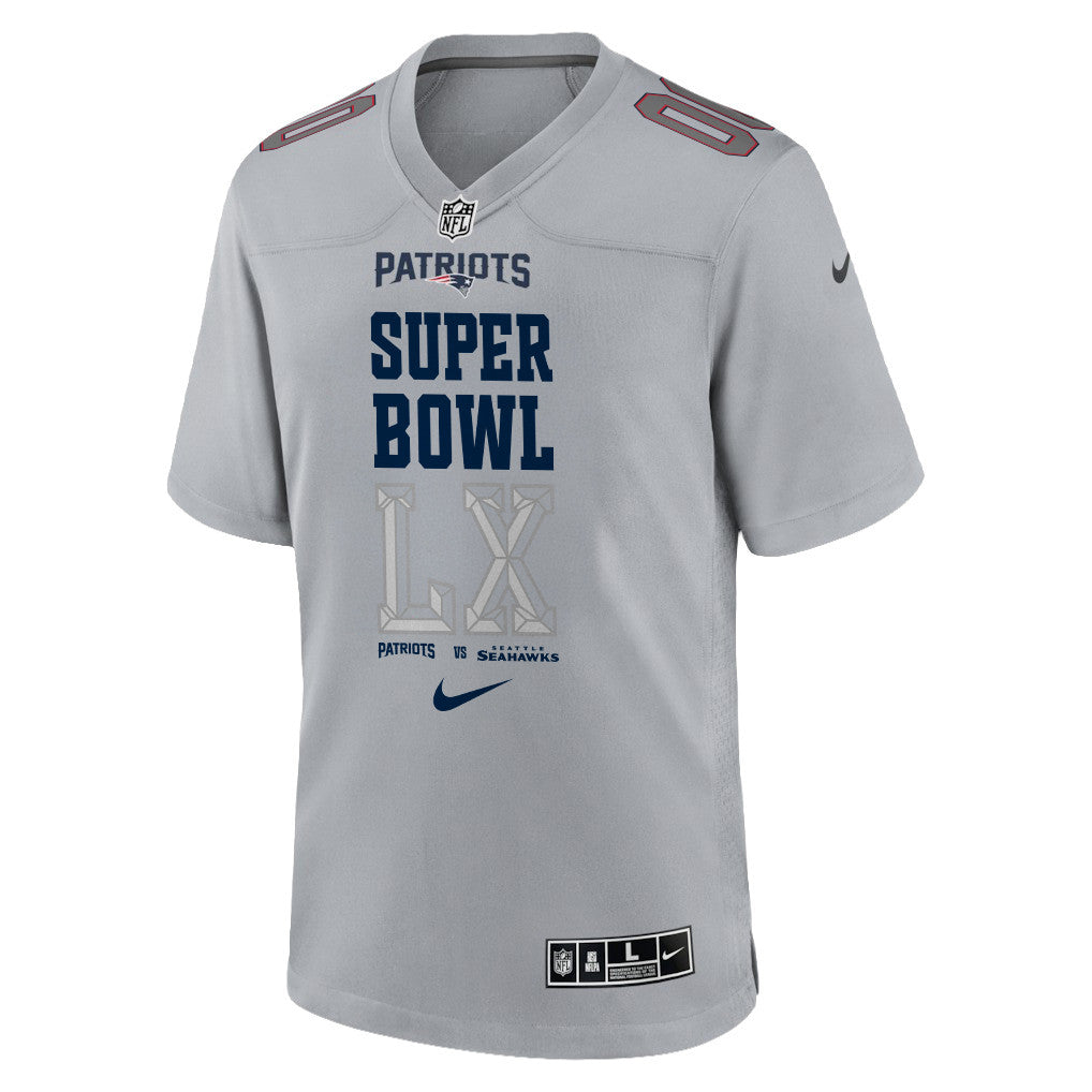 New England Patriots Champions Super Bowl LX Personalized Atmosphere Fashion Game Jersey - Gray Edition