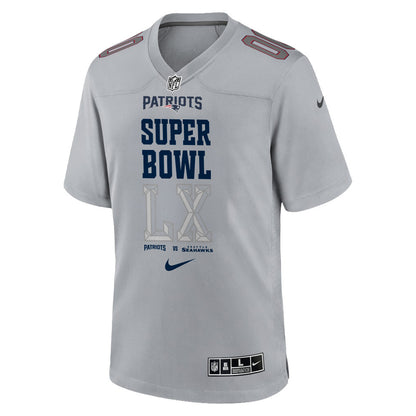 New England Patriots Champions Super Bowl LX Personalized Atmosphere Fashion Game Jersey - Gray Edition