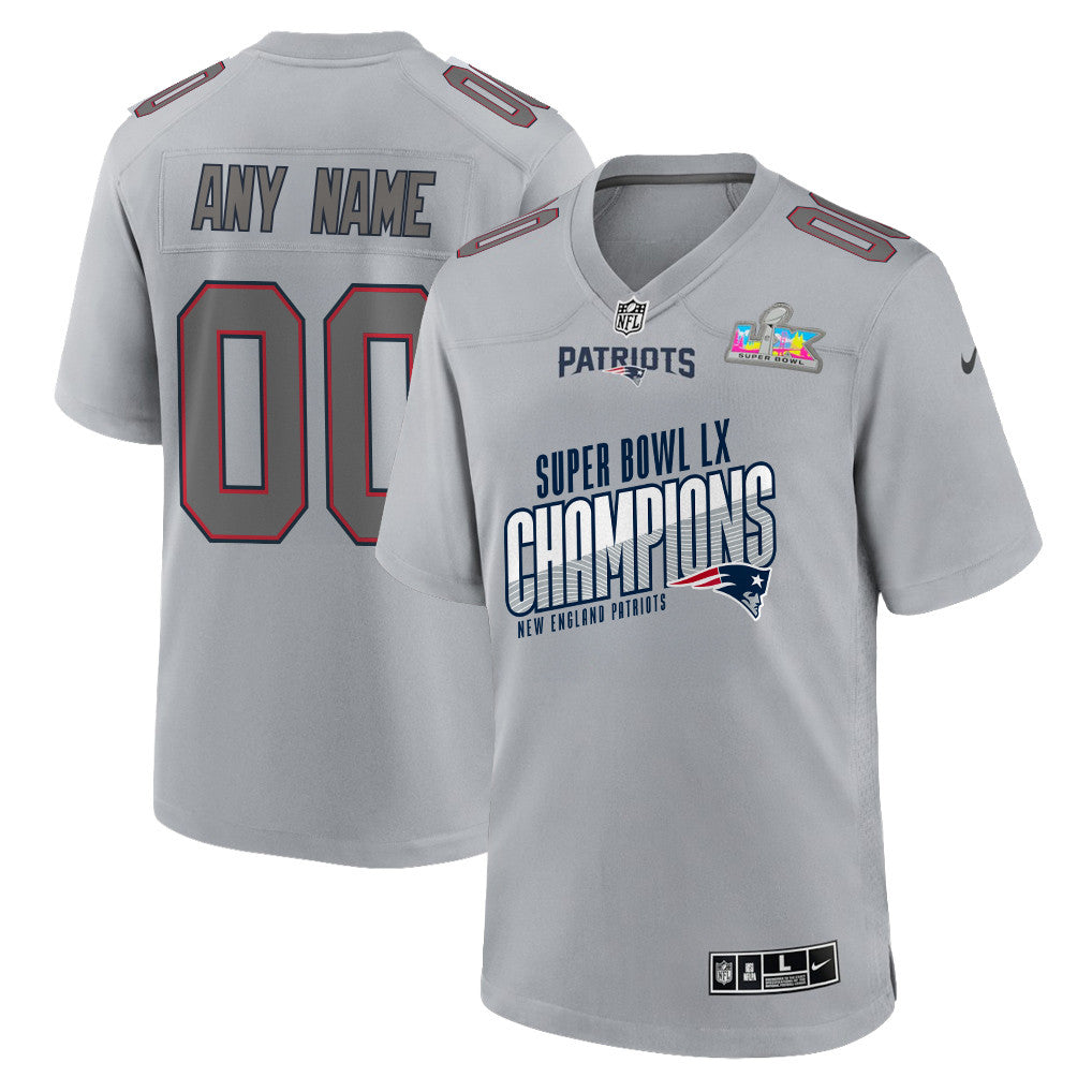 New England Patriots Super Bowl LX Champions For Fan Edition Custom Atmosphere Fashion Game Jersey - Gray