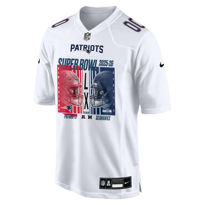 New England Patriots Super Bowl LX Champions Confronting The Opponent Custom Game Jersey - White