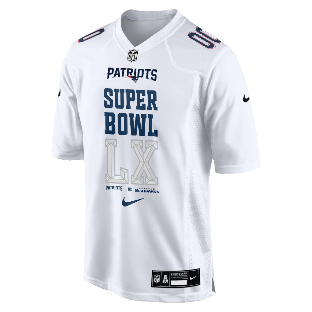 New England Patriots Champions Super Bowl LX Personalized Game Jersey - White Edition