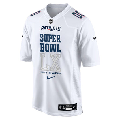 New England Patriots Champions Super Bowl LX Personalized Game Jersey - White Edition