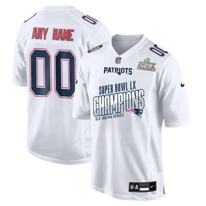 New England Patriots Super Bowl LX Champions For Fan Edition Custom Game Jersey - White