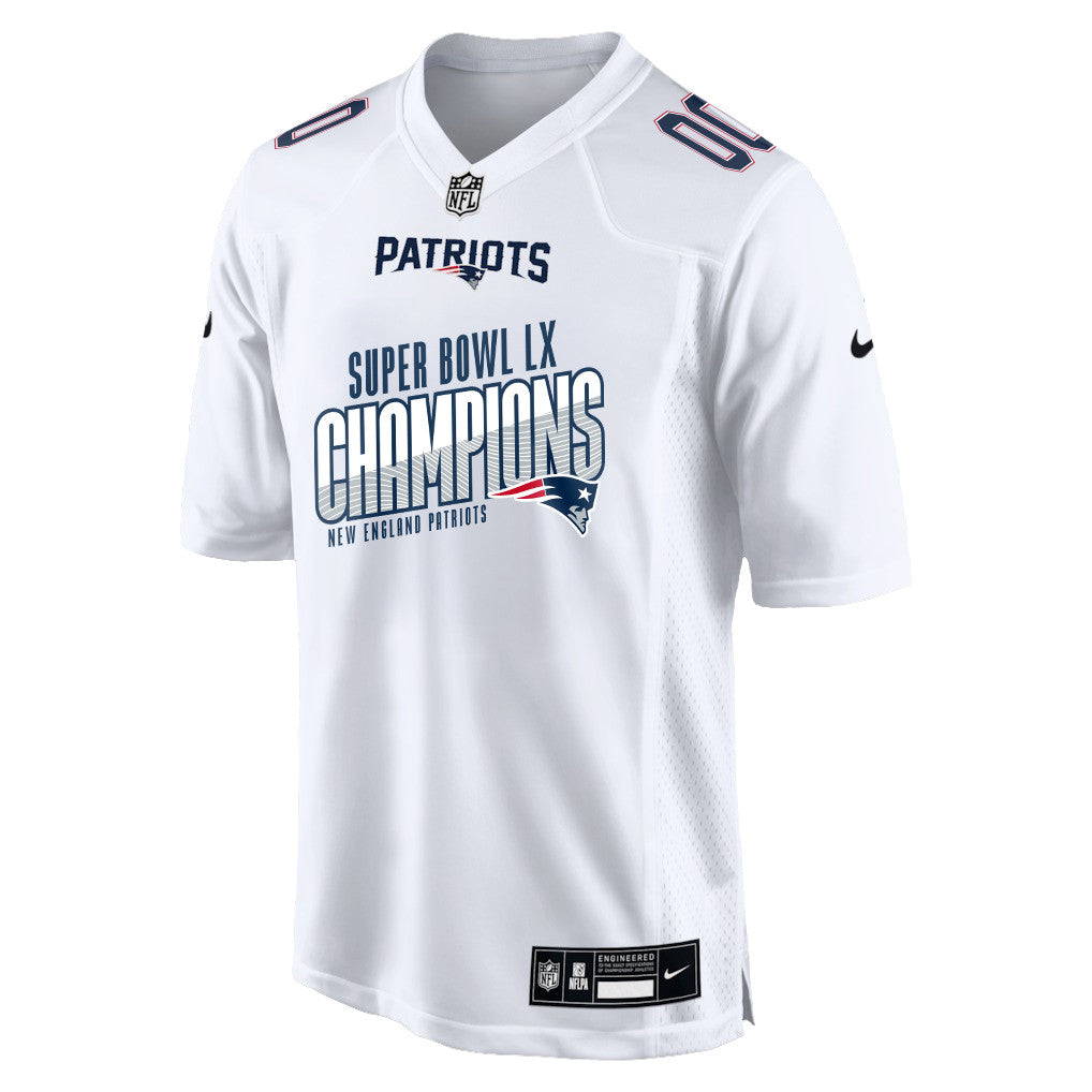 New England Patriots Super Bowl LX Champions For Fan Edition Custom Game Jersey - White