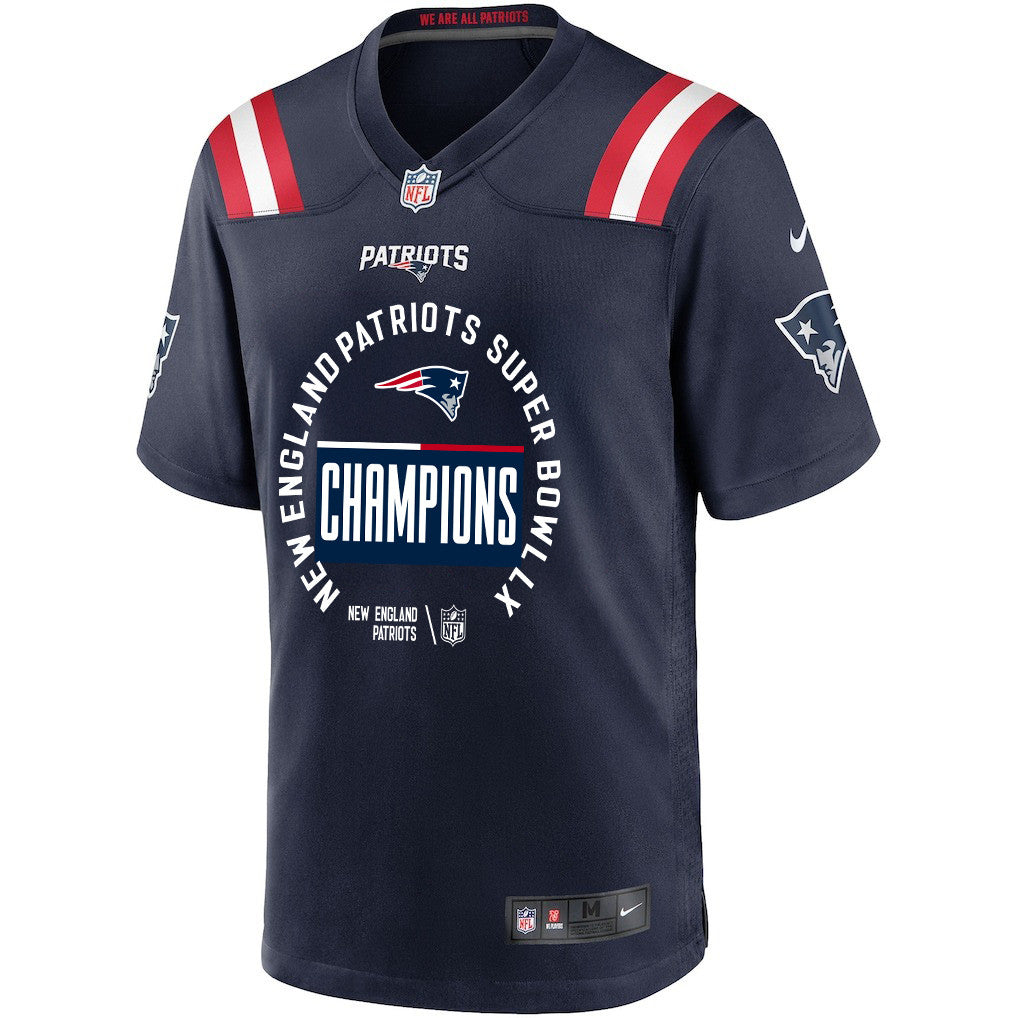 New England Patriots Super Bowl LX Champions Personalized Game Player Jersey - Navy