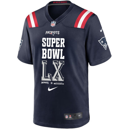 New England Patriots Champions Super Bowl LX Personalized Game Player Jersey - Navy Edition