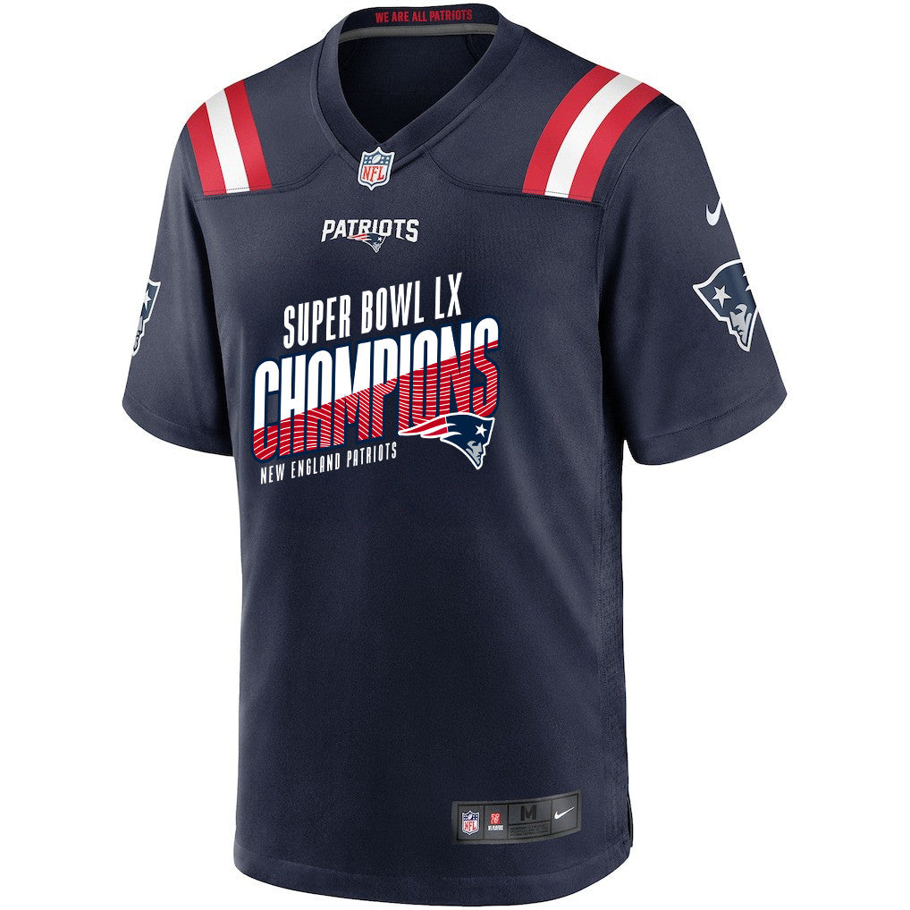 New England Patriots Super Bowl LX Champions For Fan Edition Custom Game Player Jersey - Navy