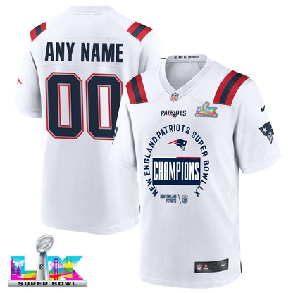 New England Patriots Super Bowl LX Champions Personalized Game Player Jersey - White