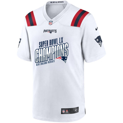 New England Patriots Super Bowl LX Champions For Fan Edition Custom Game Player Jersey - White