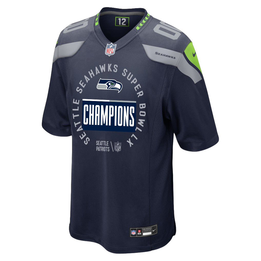 Seattle Seahawks Super Bowl LX Champions Personalized Team Game Jersey - College Navy
