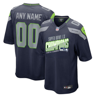Seattle Seahawks Super Bowl LX Champions For Fan Edition Custom Team Game Jersey - College Navy