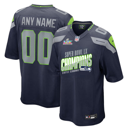 Seattle Seahawks Super Bowl LX Champions For Fan Edition Custom Team Game Jersey - College Navy