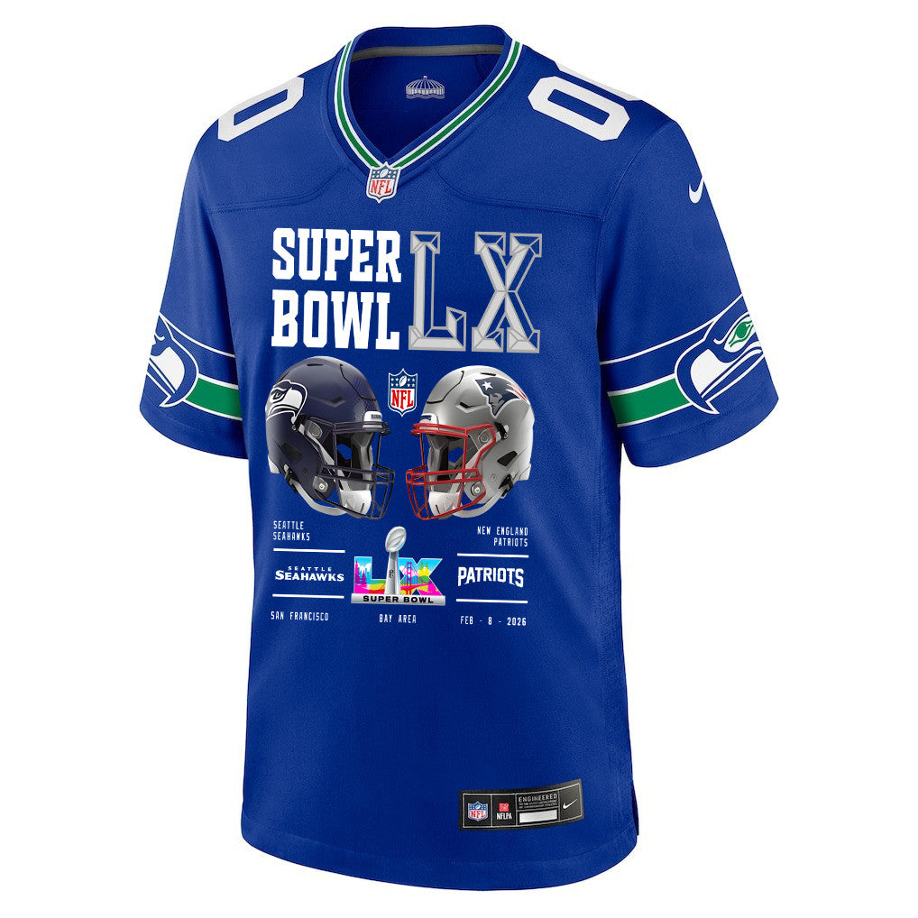Seattle Seahawks Super Bowl LX Champions Going Head-To-Head Custom Alternate Game Jersey - Royal