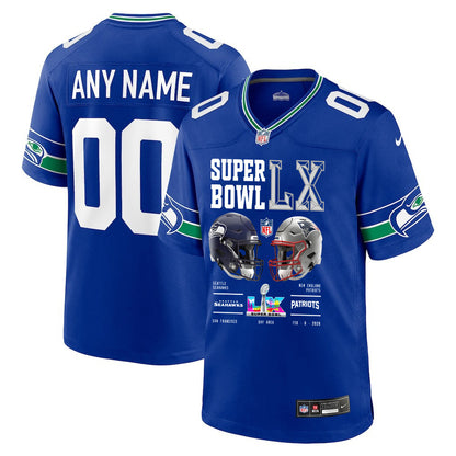 Seattle Seahawks Super Bowl LX Champions Going Head-To-Head Custom Alternate Game Jersey - Royal