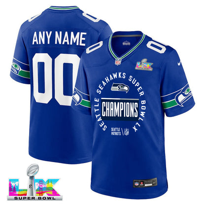 Seattle Seahawks Super Bowl LX Champions Personalized Alternate Game Jersey - Royal