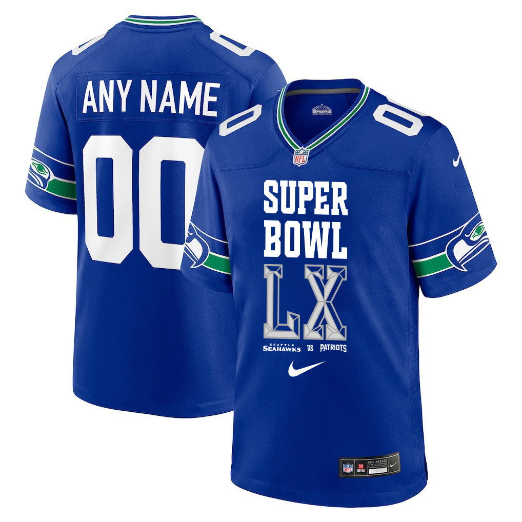 Seattle Seahawks Champions Super Bowl LX Personalized Alternate Game Jersey - Royal Edition