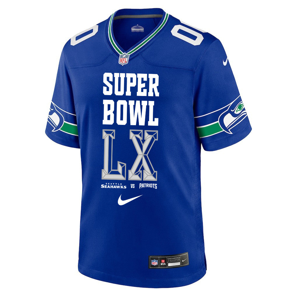 Seattle Seahawks Champions Super Bowl LX Personalized Alternate Game Jersey - Royal Edition