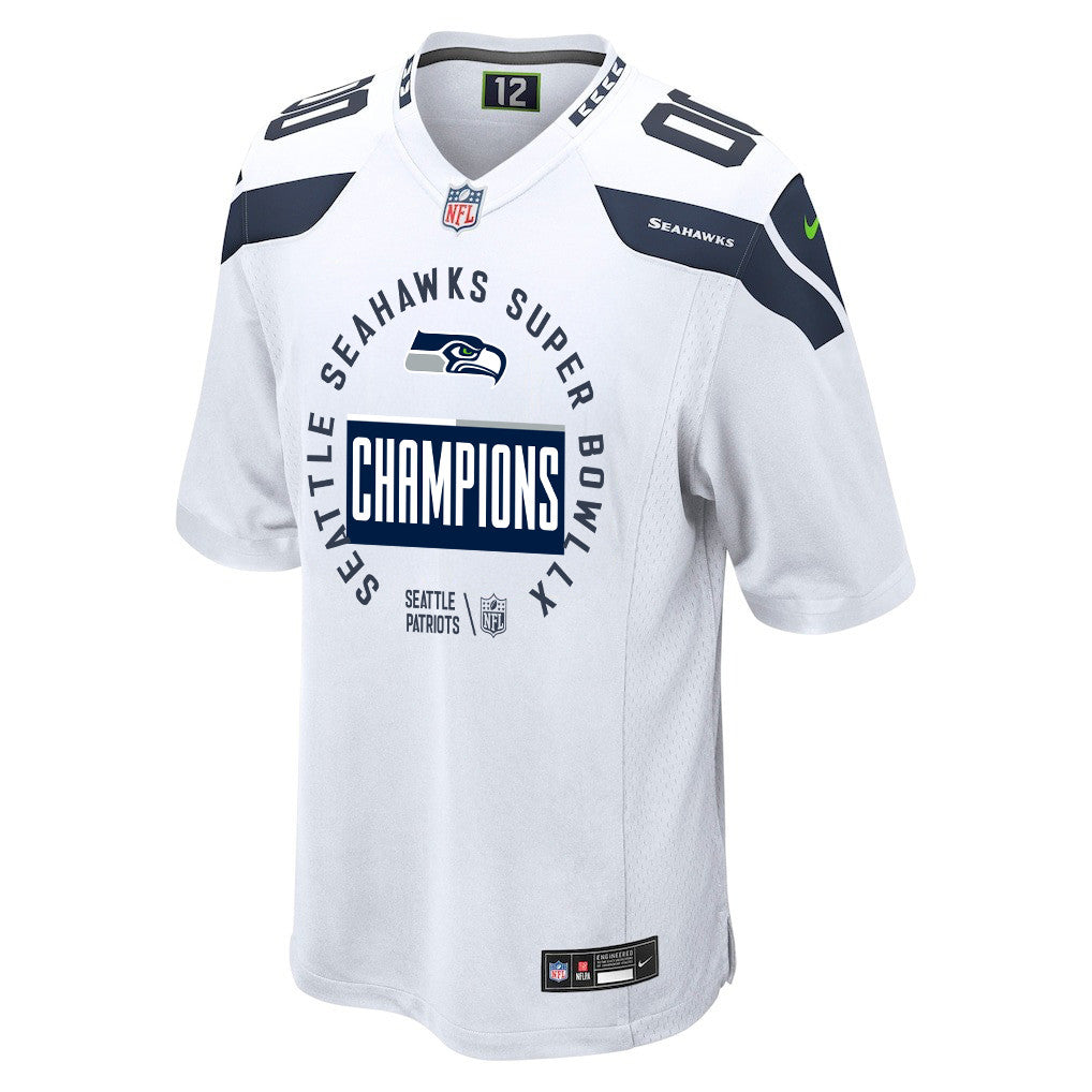 Seattle Seahawks Super Bowl LX Champions Personalized Game Jersey - White