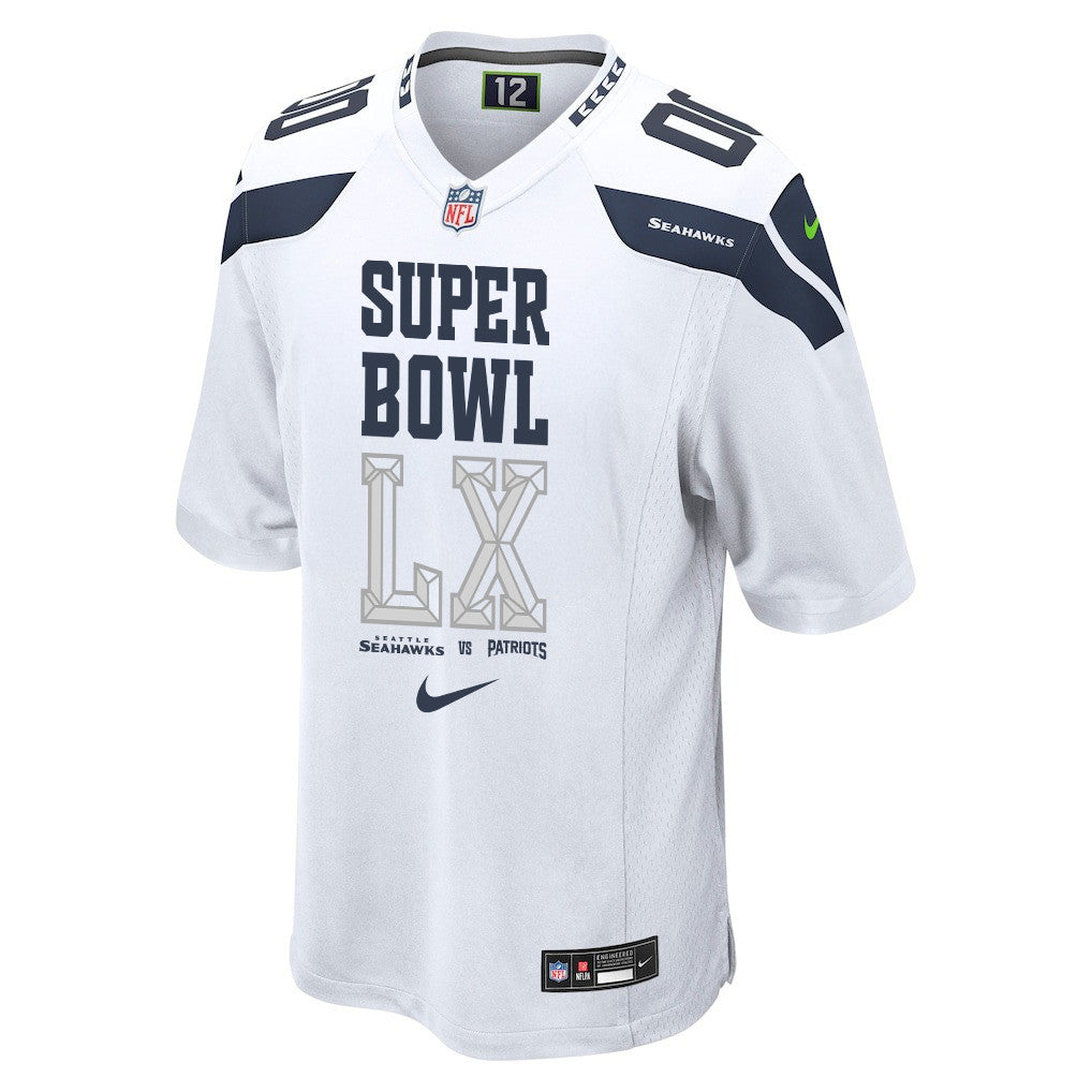 Seattle Seahawks Champions Super Bowl LX Personalized Game Jersey - White Edition