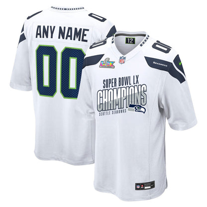 Seattle Seahawks Super Bowl LX Champions For Fan Edition Custom Game Jersey - White