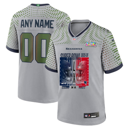 Seattle Seahawks Super Bowl LX Champions Confronting The Opponent Custom Rivalries Collection Game Jersey - Gray