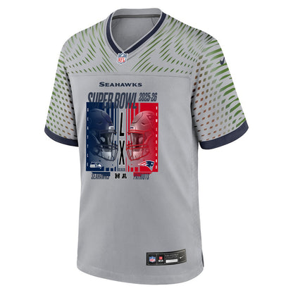 Seattle Seahawks Super Bowl LX Champions Confronting The Opponent Custom Rivalries Collection Game Jersey - Gray