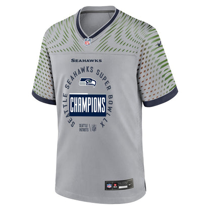 Seattle Seahawks Super Bowl LX Champions Personalized Rivalries Collection Game Jersey - Gray