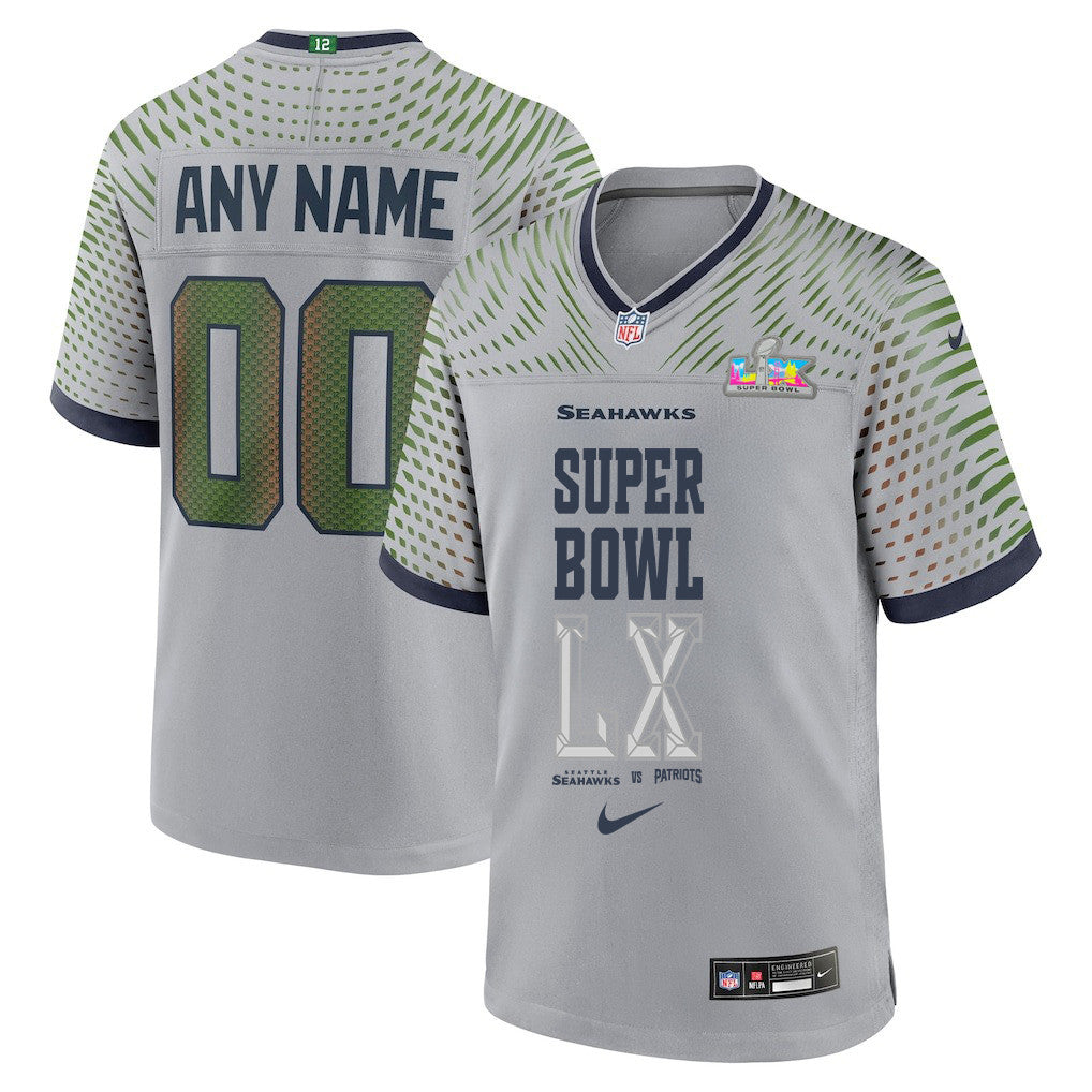 Seattle Seahawks Champions Super Bowl LX Personalized Rivalries Collection Game Jersey - Gray Edition