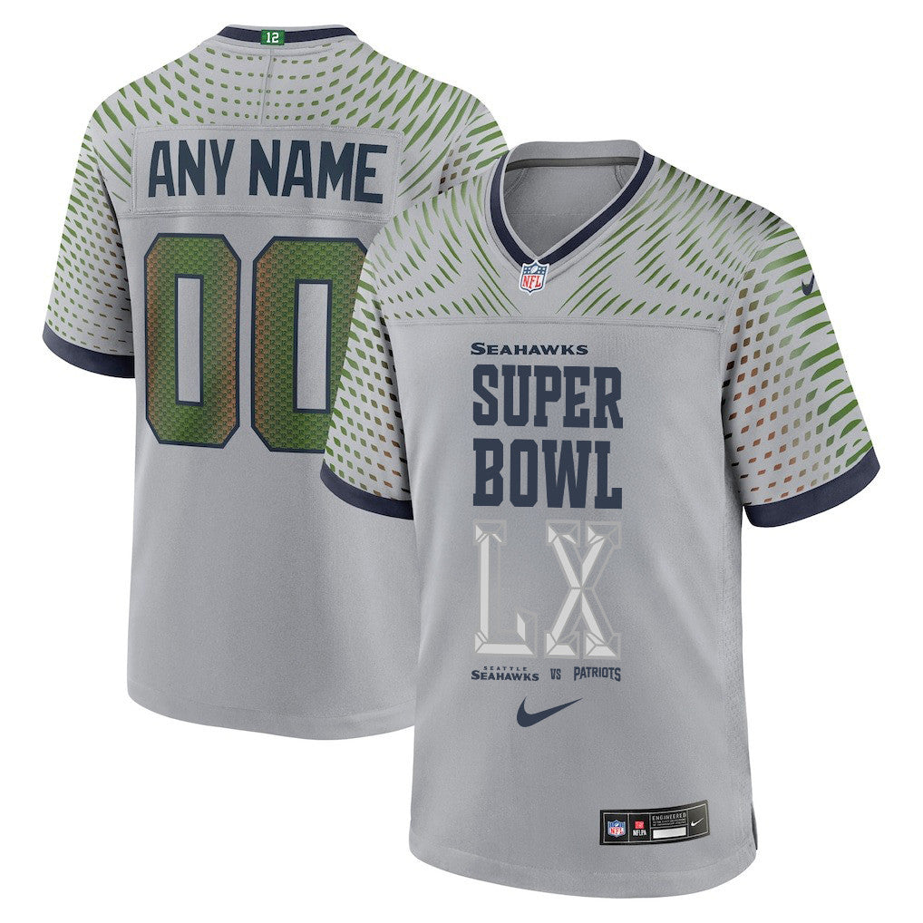 Seattle Seahawks Champions Super Bowl LX Personalized Rivalries Collection Game Jersey - Gray Edition