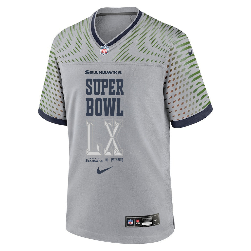 Seattle Seahawks Champions Super Bowl LX Personalized Rivalries Collection Game Jersey - Gray Edition