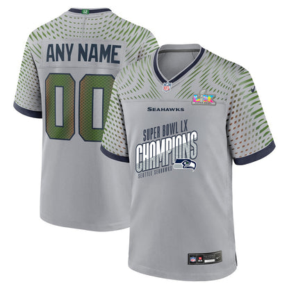 Seattle Seahawks Super Bowl LX Champions For Fan Edition Custom Rivalries Collection Game Jersey - Gray