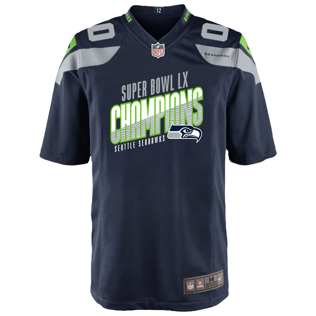 Seattle Seahawks Super Bowl LX Champions For Fan Edition Custom Team Game YOUTH Jersey - College Navy
