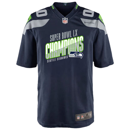 Seattle Seahawks Super Bowl LX Champions For Fan Edition Custom Team Game YOUTH Jersey - College Navy
