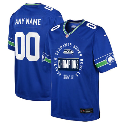 Seattle Seahawks Super Bowl LX Champions Personalized Alternate Game YOUTH Jersey - Royal