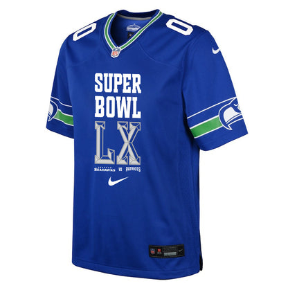 Seattle Seahawks Champions Super Bowl LX Personalized Alternate Game YOUTH Jersey - Royal Edition