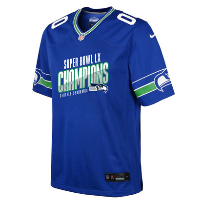 Seattle Seahawks Super Bowl LX Champions For Fan Edition Custom Alternate Game YOUTH Jersey - Royal
