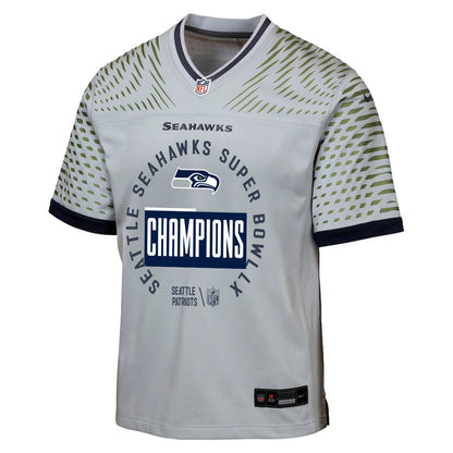 Seattle Seahawks Super Bowl LX Champions Personalized Rivalries Collection Game YOUTH Jersey - Gray